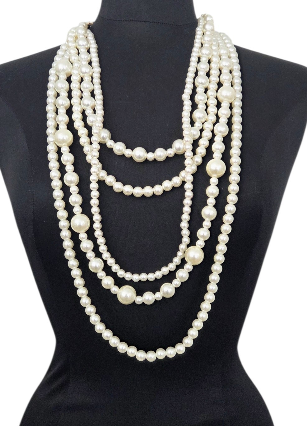 Necklace Removable 5 Strands Faux Pearls Beaded Multi-strand Statement 5-in-1