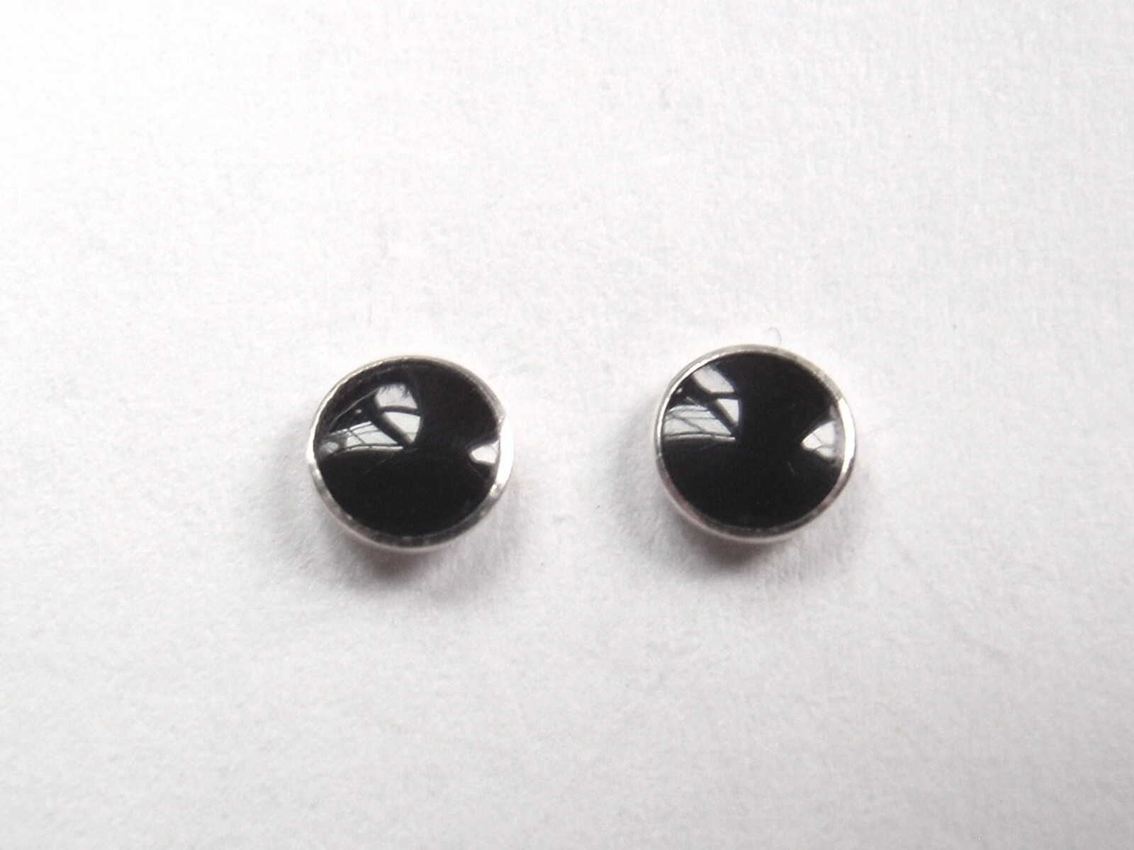 Simulated Black Onyx 925 Sterling Silver Round 4mm Stud Earrings Very Small