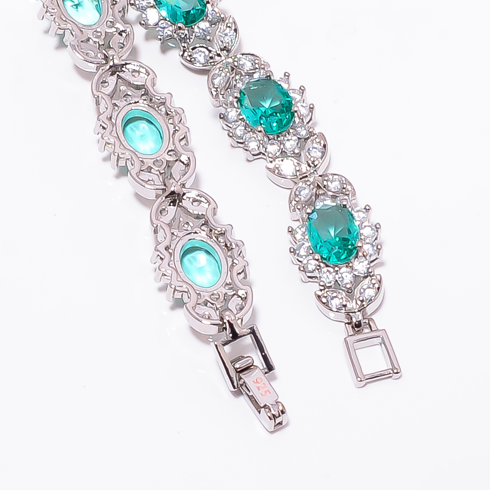 Paraiba Tourmaline, CZ 925 Sterling Silver Tennis Bracelet B129067
