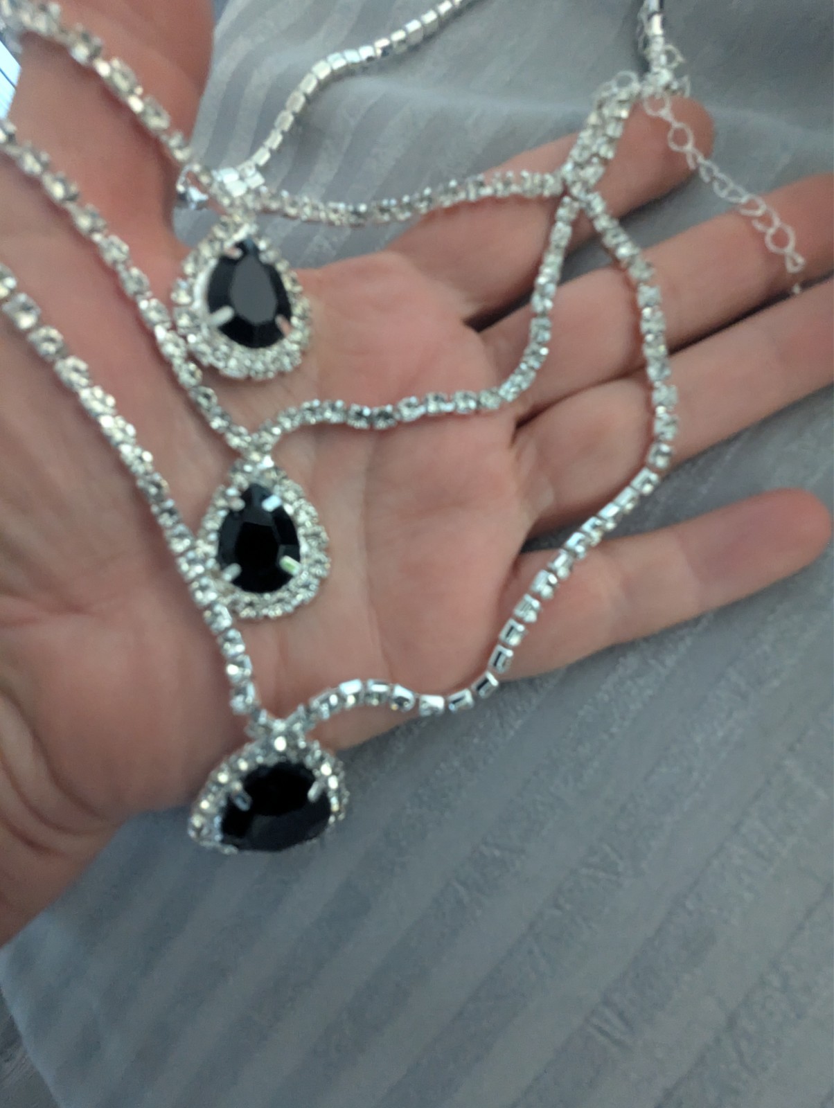 Black Statement Choker Rhinestone Necklace Bridal Prom Pageant Jewelry