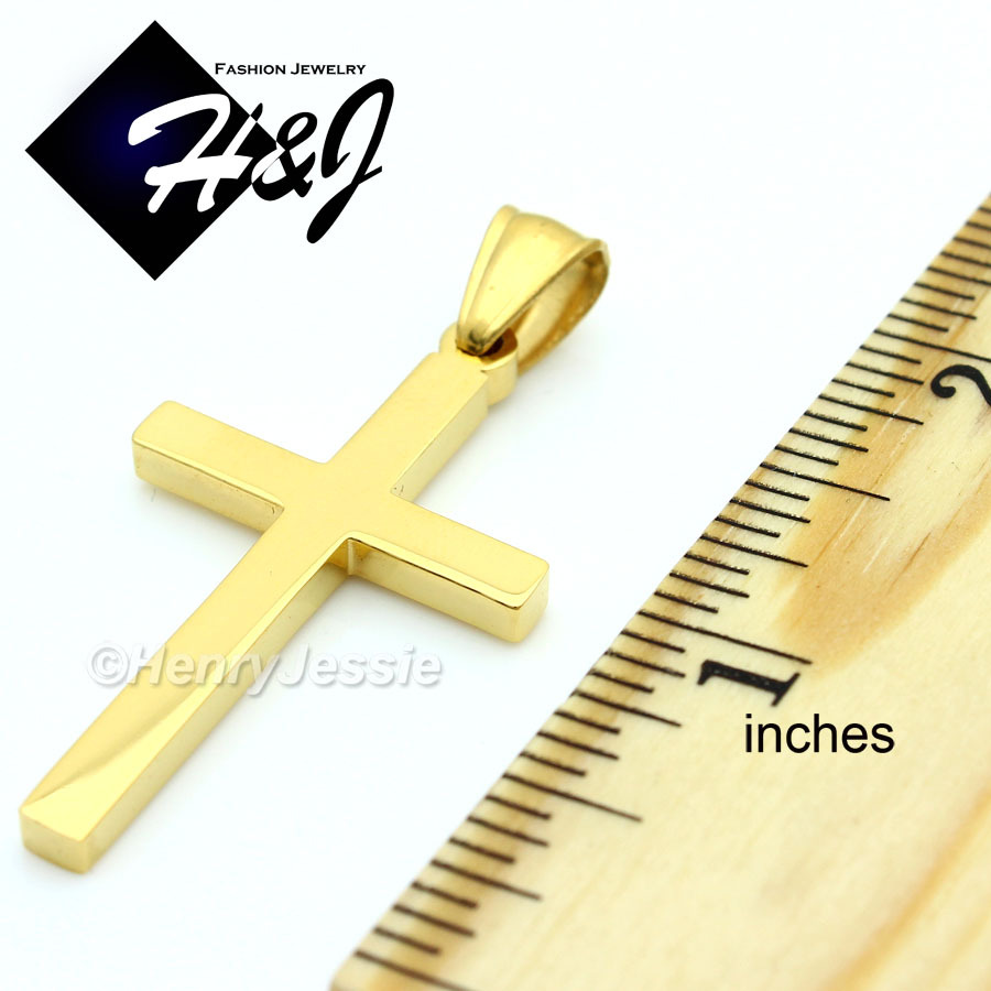 24″MEN Stainless Steel 2mm Gold Plated Box Link Chain Necklace Cross Pendant*G29