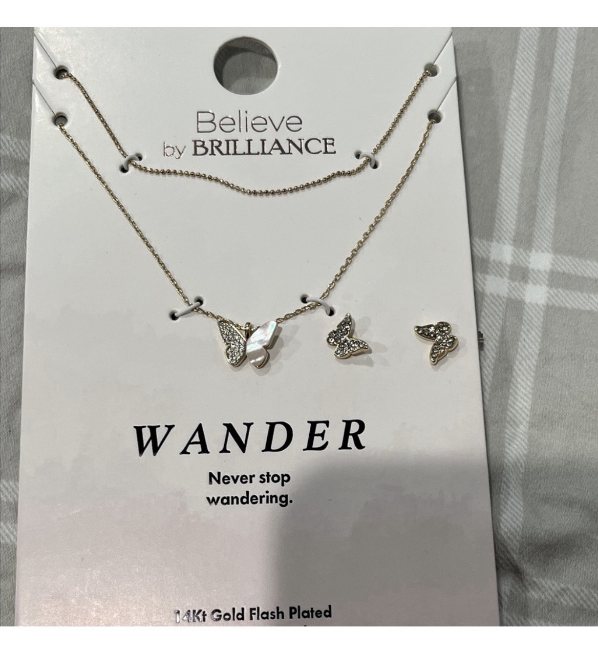Believe by Brilliance 14K Gold Flash Layered Butterfly Set