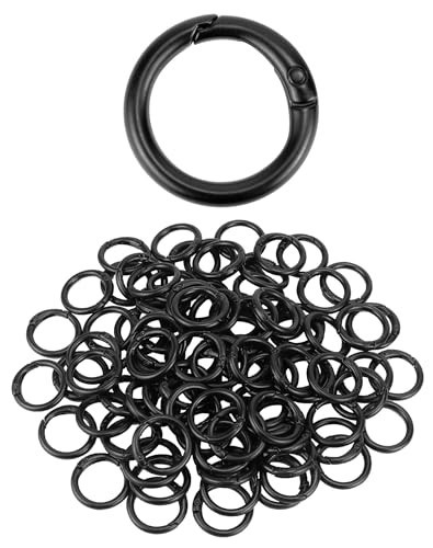 Matte Black Steel Spring O Ring 1.02″ – 100 Pcs Snap Hook for Keys, Bags & Craft