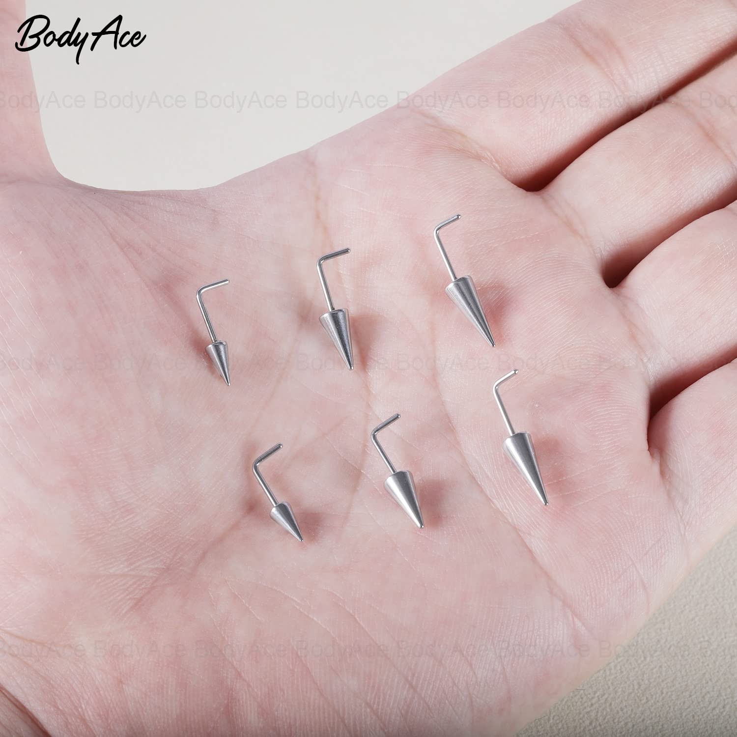 20G Spike Nose Studs Rings, Stainless Steel Spike Nostril Ring Stud, Black Ro…