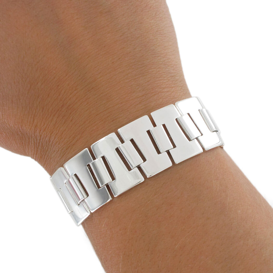 USA Made Statement Bracelet Silver Tone Bookchain Link