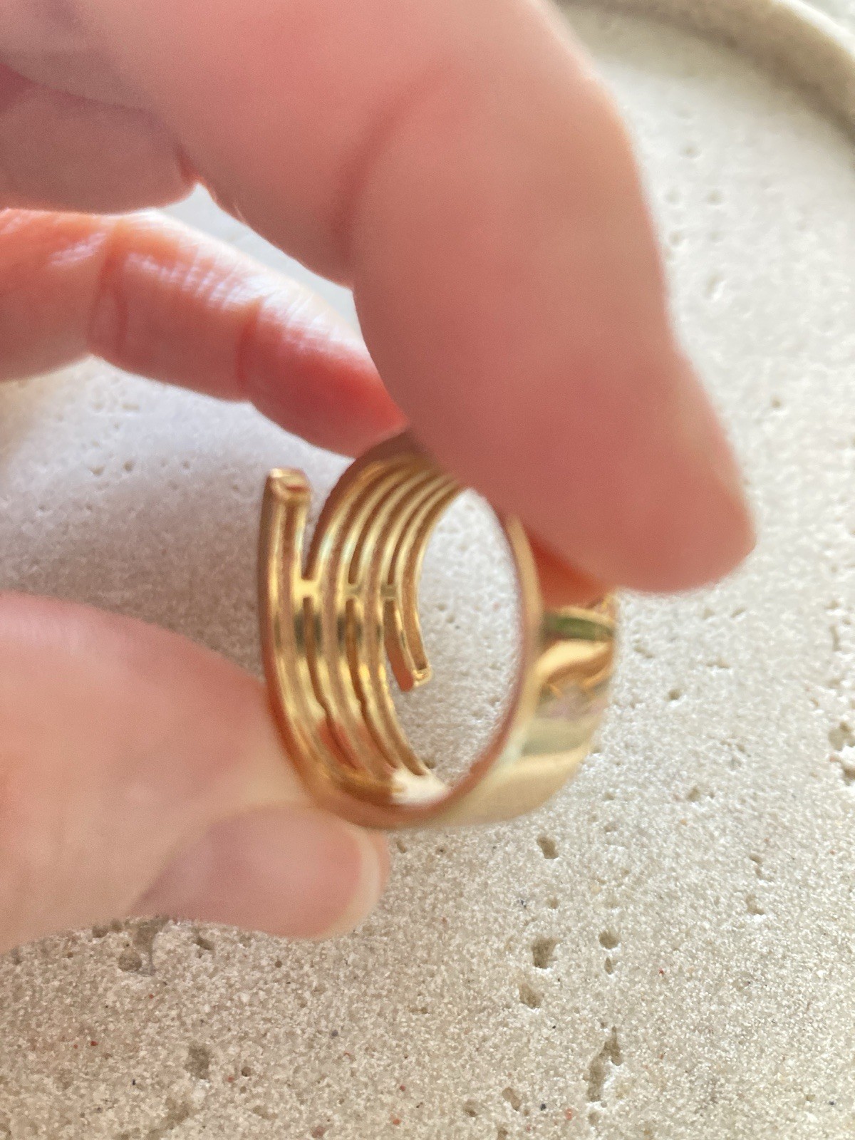Vintage Gold Tone Rhinestone Wrap Ring Statement Bypass Cocktail Ring Romantic