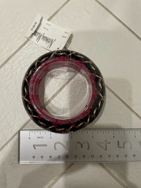 NWT CHANEL 2014 Collection Hot Pink Tweed CC Logo Resin Bracelet Bangle $1,625