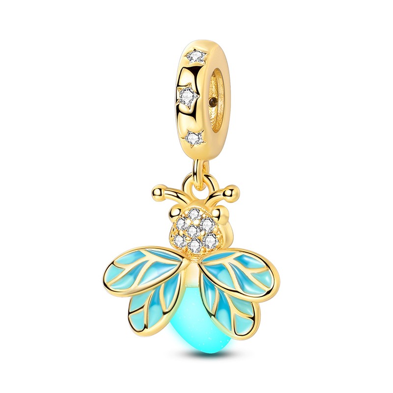 MULA 925 Silver Summer Luminous Firefly DIY Charm CZ for Bracelet