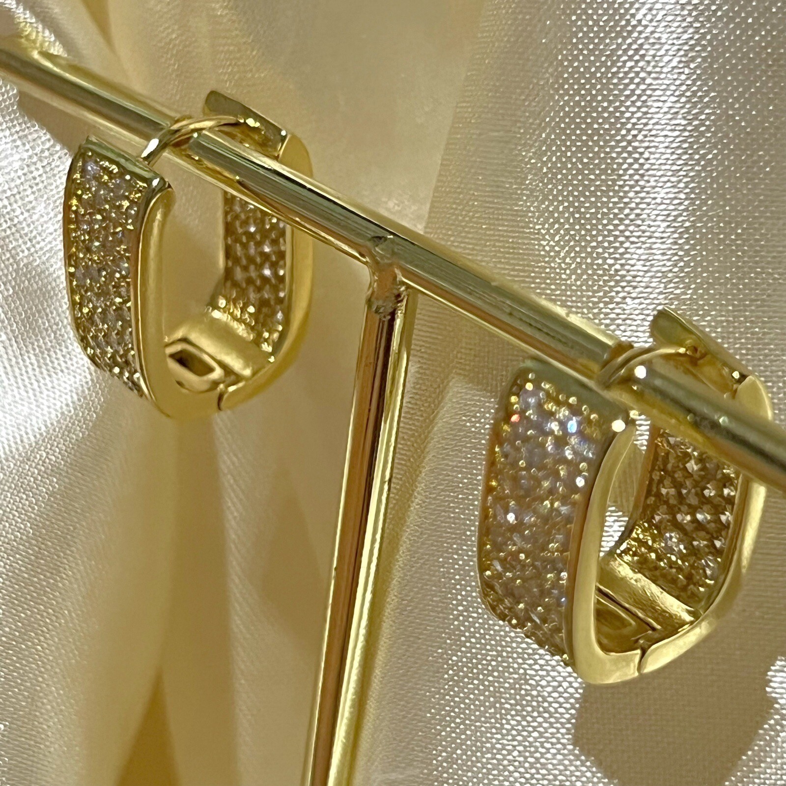 18K Gold Plated Sparkling Hoop Earrings Daily Wear