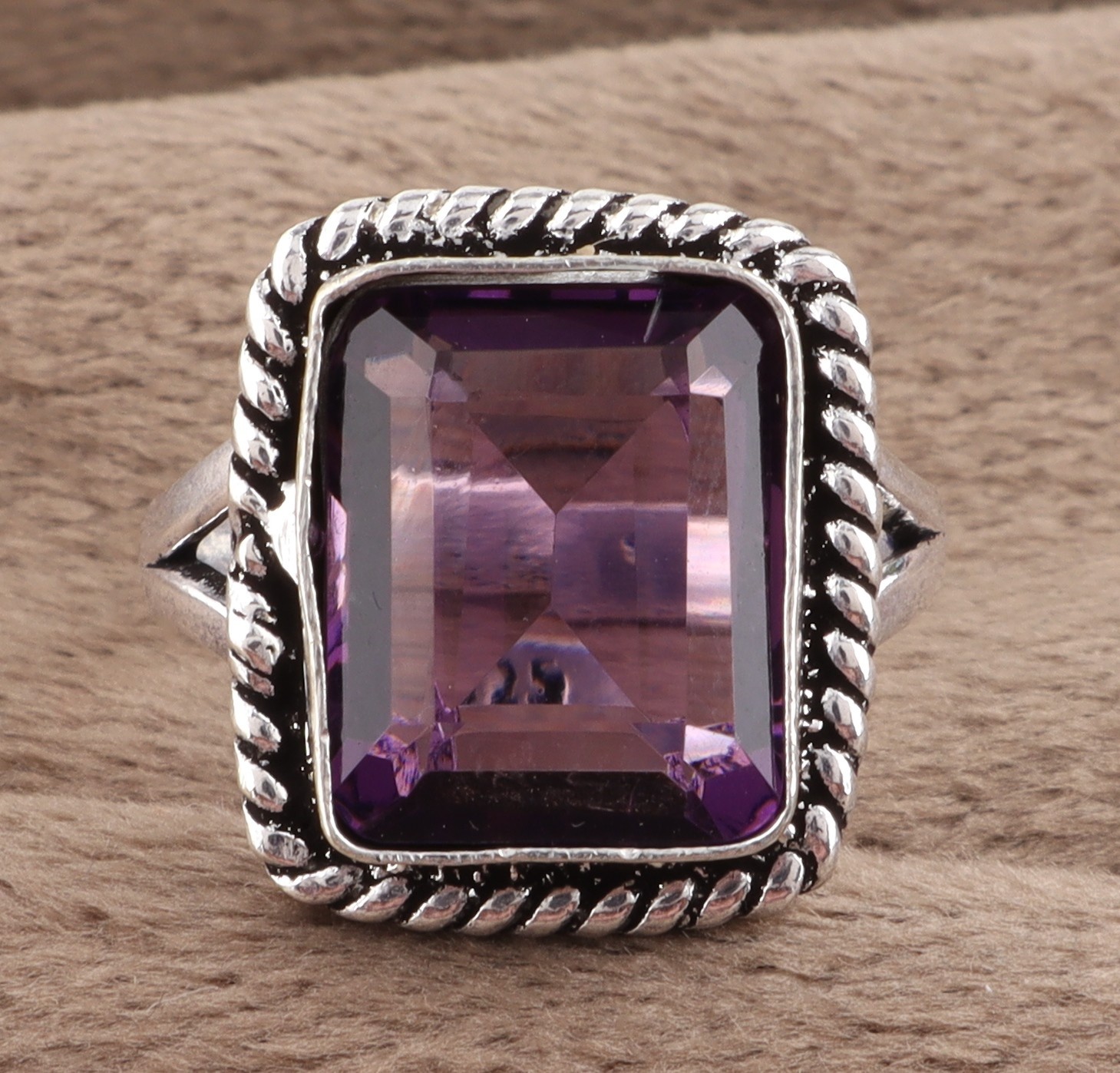 African Amethyst Gemstone 925 Sterling Silver Handmade Jewelry Ring All Size