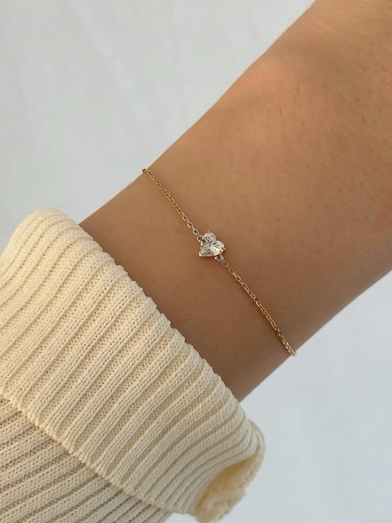 1.0 Ct Lab Grown Diamond Solitaire Gold Plated Bracelet For Her Anniversary Gift
