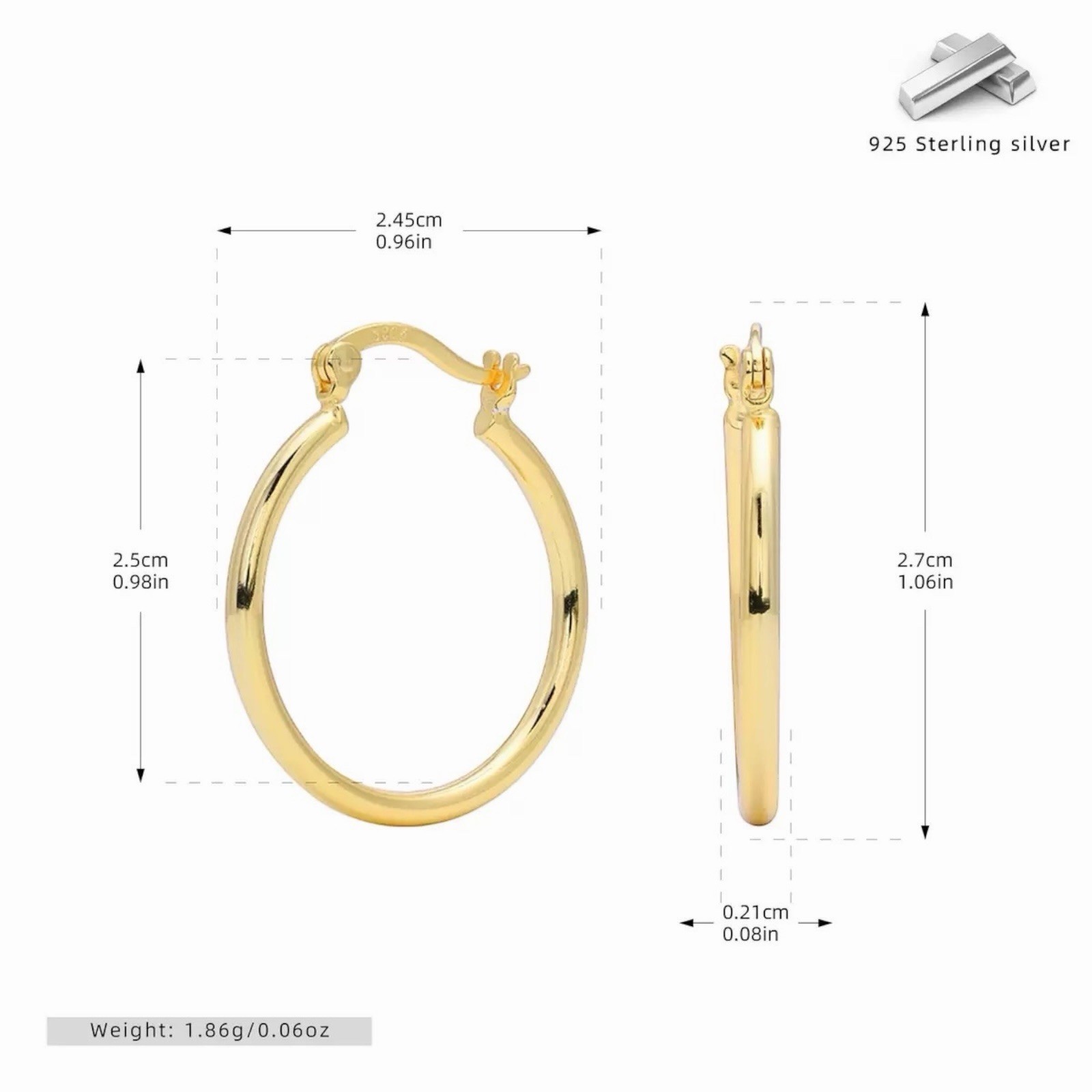 NEW Women’s Elegant Gold Plated Round Pierced Hoop Earrings A 55