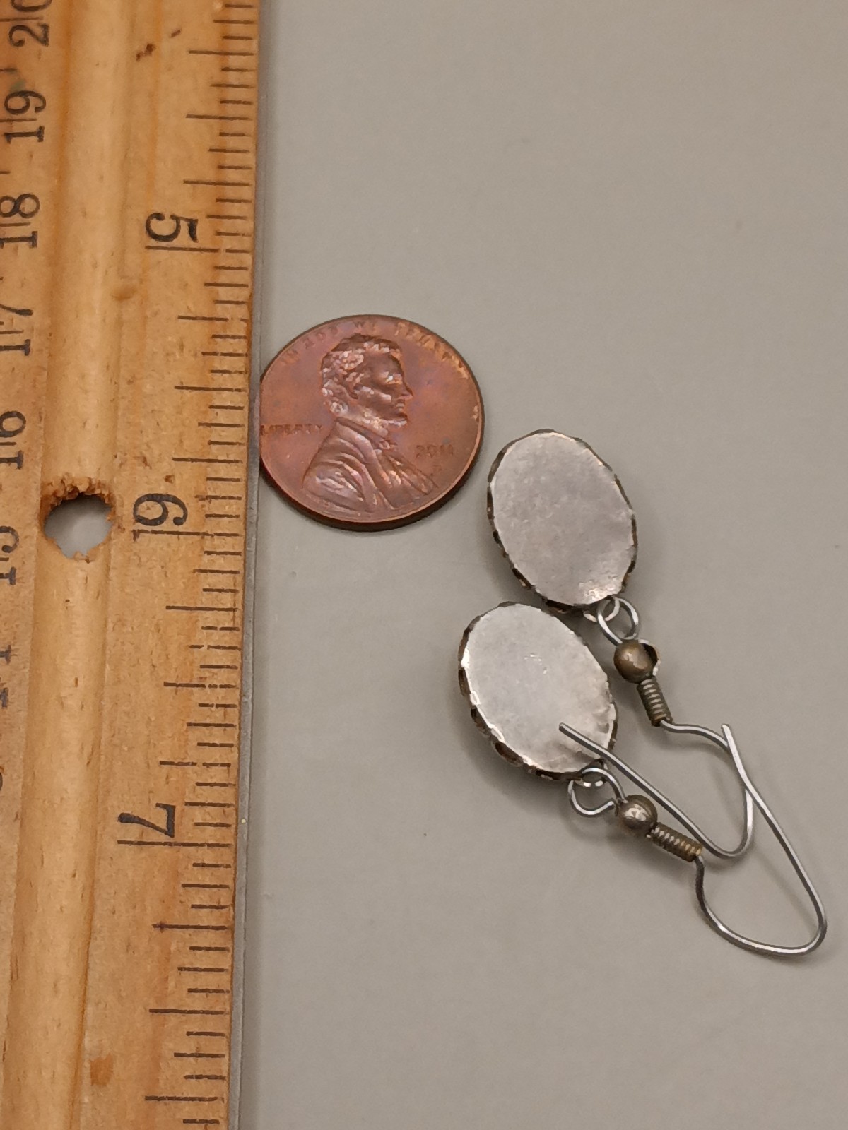 Vtg Turritella Agate Fossil Dangle Earrings