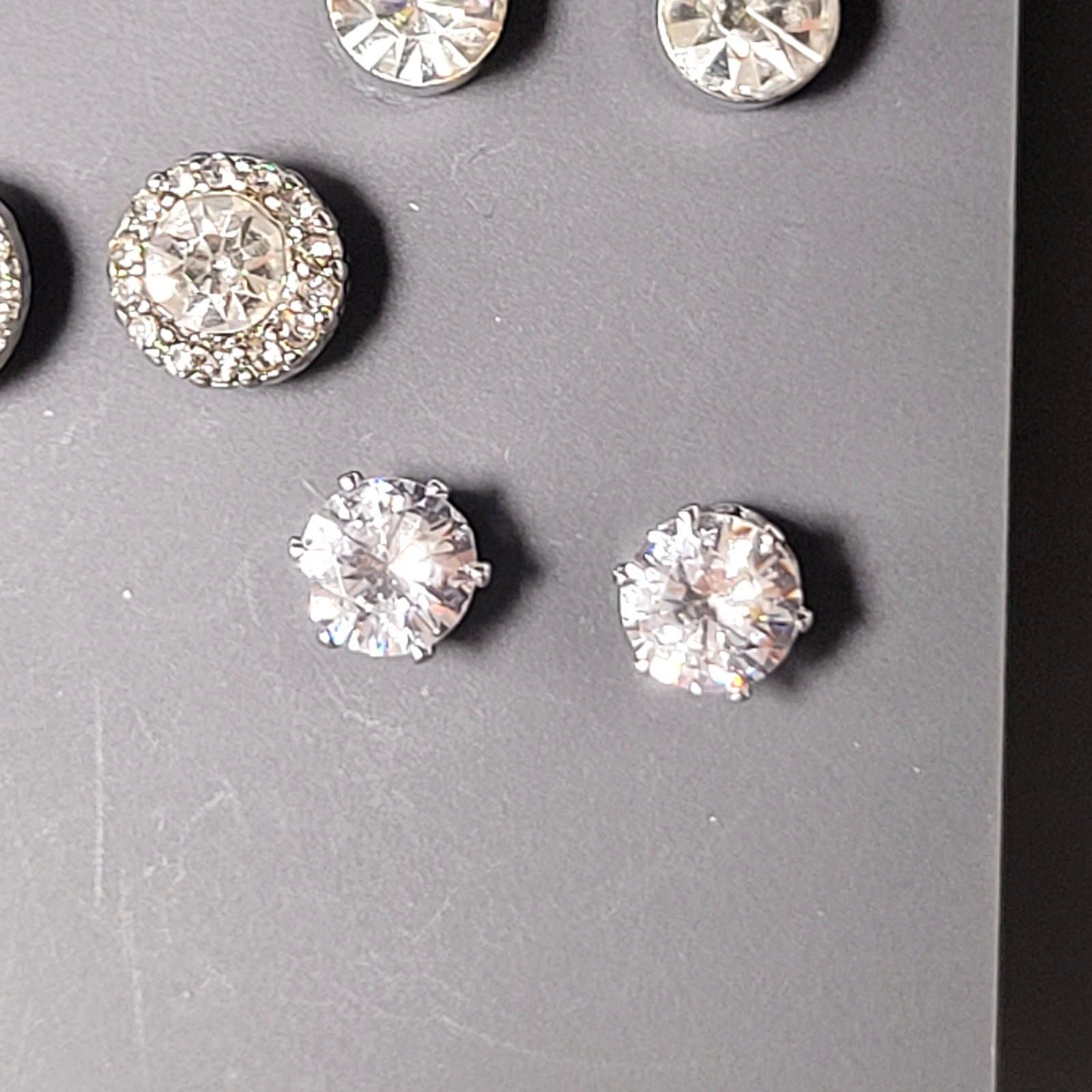Occasion 8-Pair Rhinestone Earrings Set Studs Hoops Silver Tone Kohl’s New