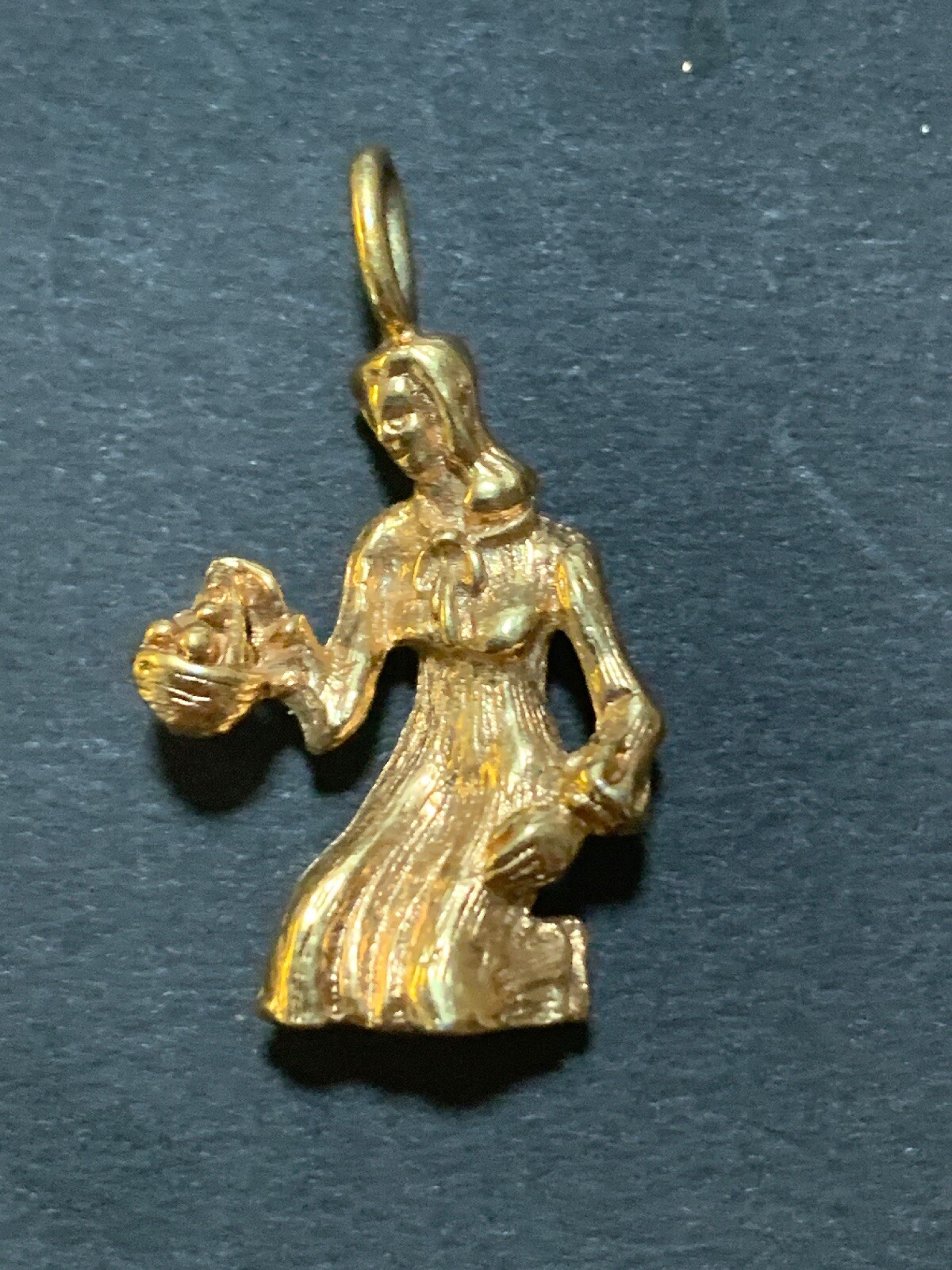 24k Gold Plated Zodiac “Virgo “ Charm Pendant, 3 -Dimensional, 1 1/4” X 3/4”