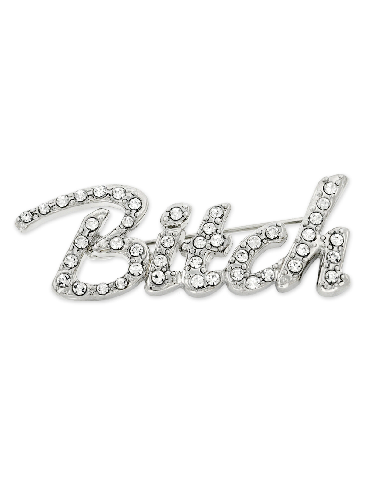 PinMart’s Silver Plated Rhinestone Bitch Trendy Brooch Pin