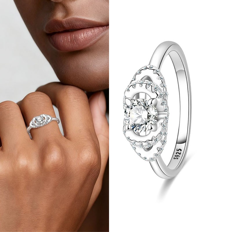 KUNSIR Sterling Silver Dainty Rings for Women – 5A CZ Promise Wedding Band Rings