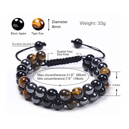 Triple Protection Bracelets Tiger Eye Hematite Black Obsidian Healing Bracelets