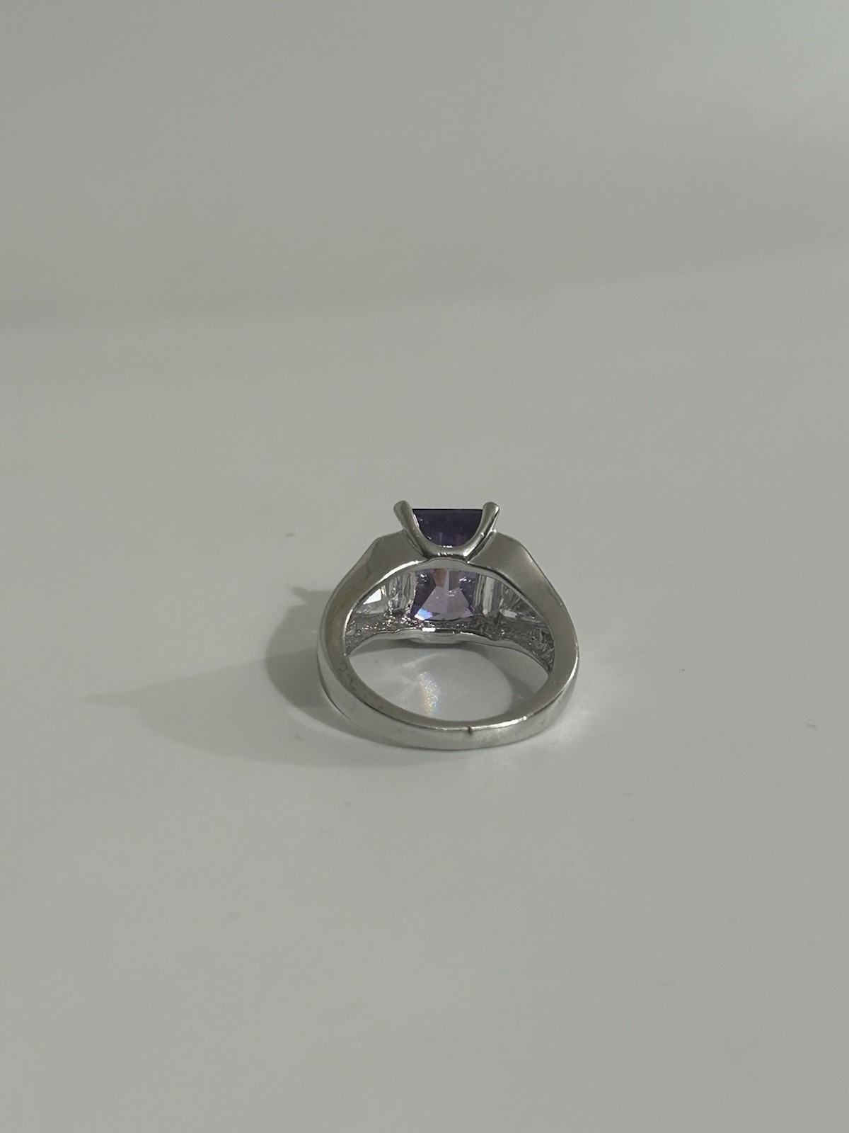 Embellate Majestic Violet & White Cubic Zirconia Rhodium Ring size: 5