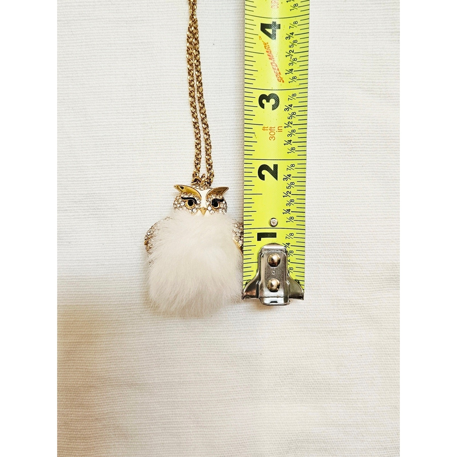 Kate Spade Owl Pendant Necklace White Pom Pom Gold Tone Statement Jewelry