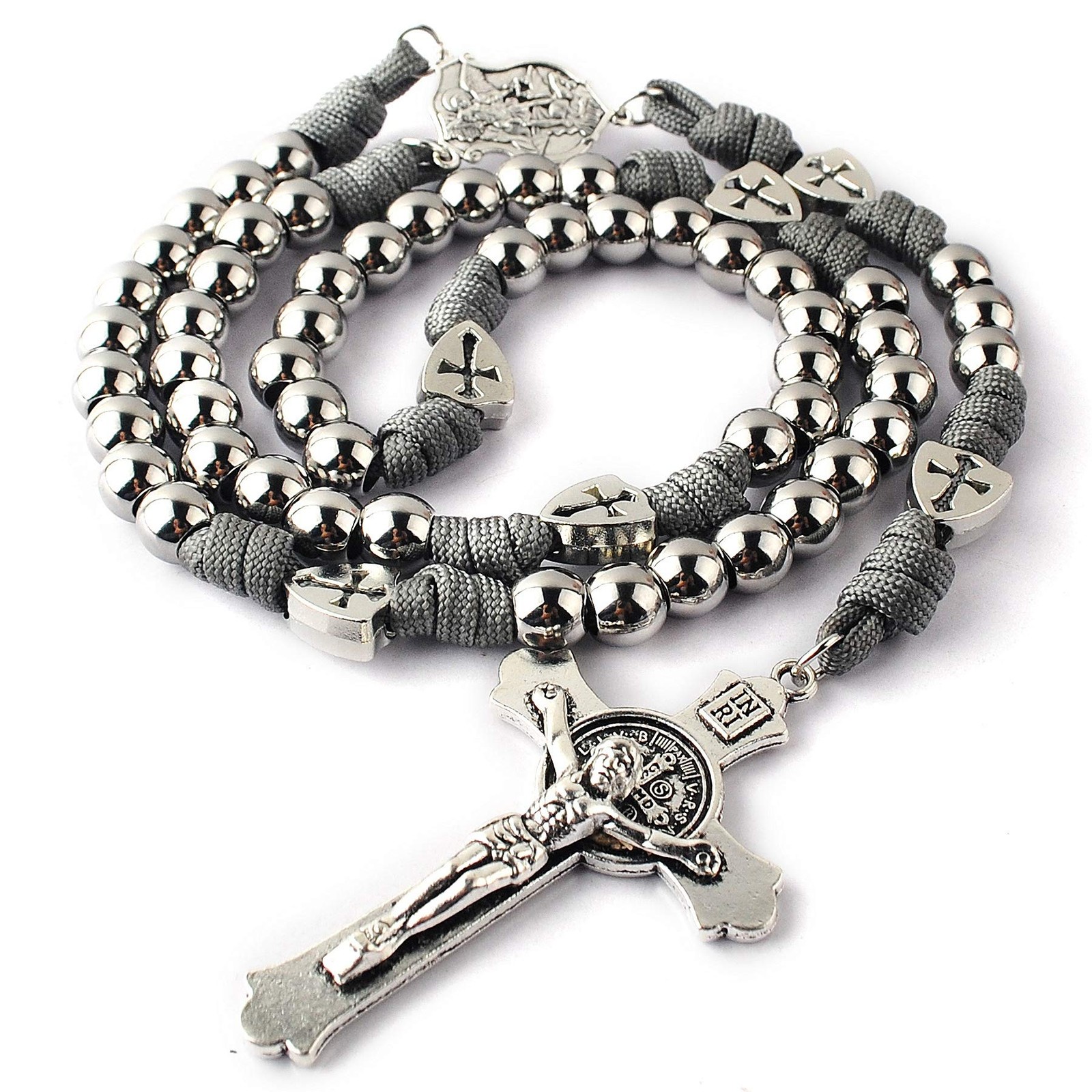 Large and Heavy Stainless Steel Beads Rugged Durable Paracord Rosary Necklace…