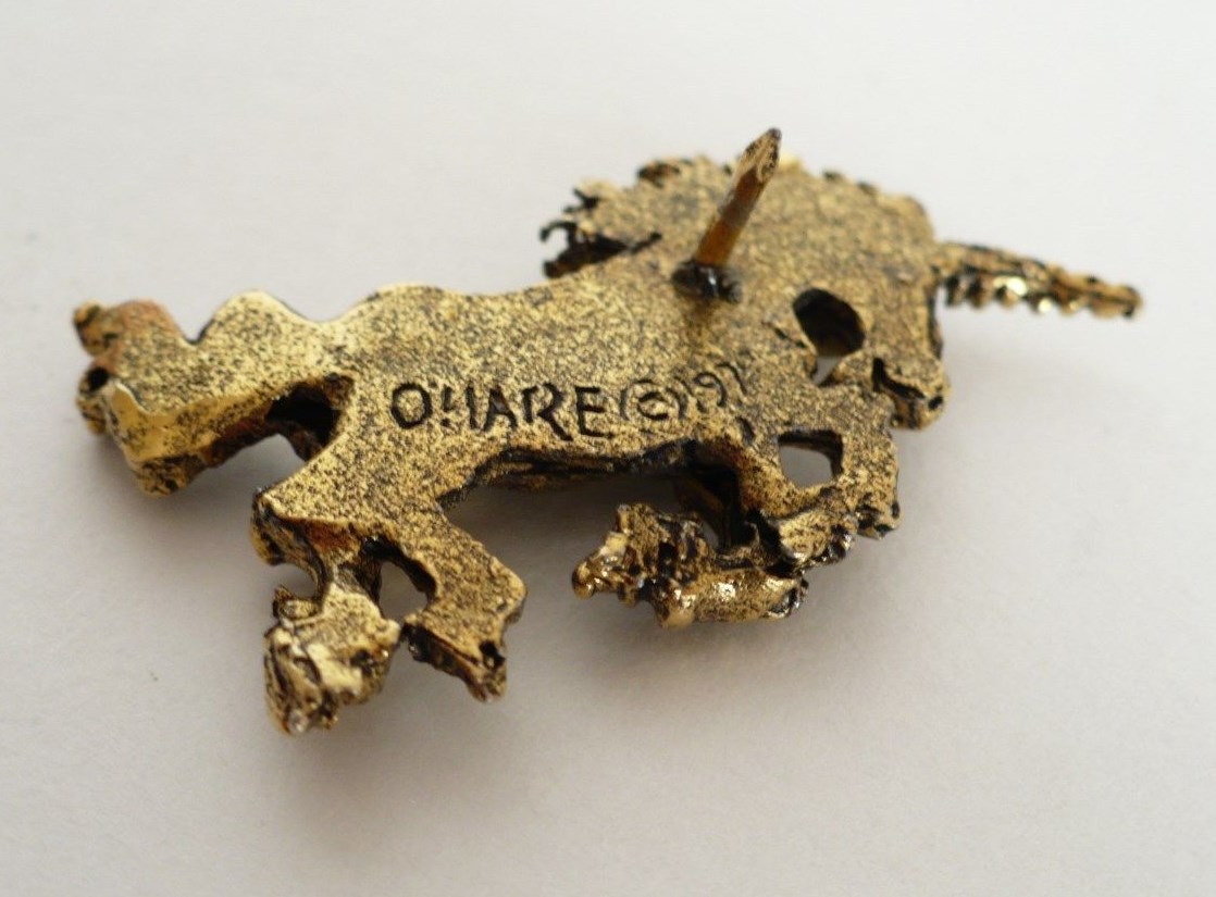 Vintage O’Hare Unicorn Mythical Fantasy Metal Bronze Tone Pin. Approx. 1.5″ Wide
