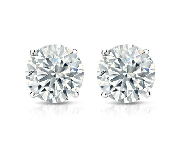 5Ct Round Simulated Diamond Stud Earring Solid Silver 14K Gold Plated Men Women