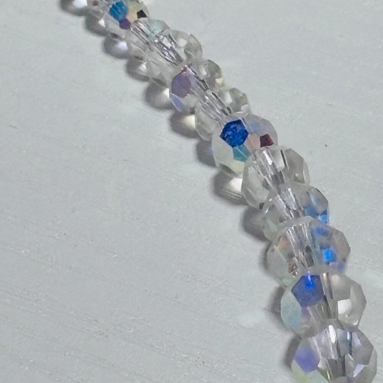 Aurora Borealis Crystal Beaded Necklace Clear AB Sparkle 16”