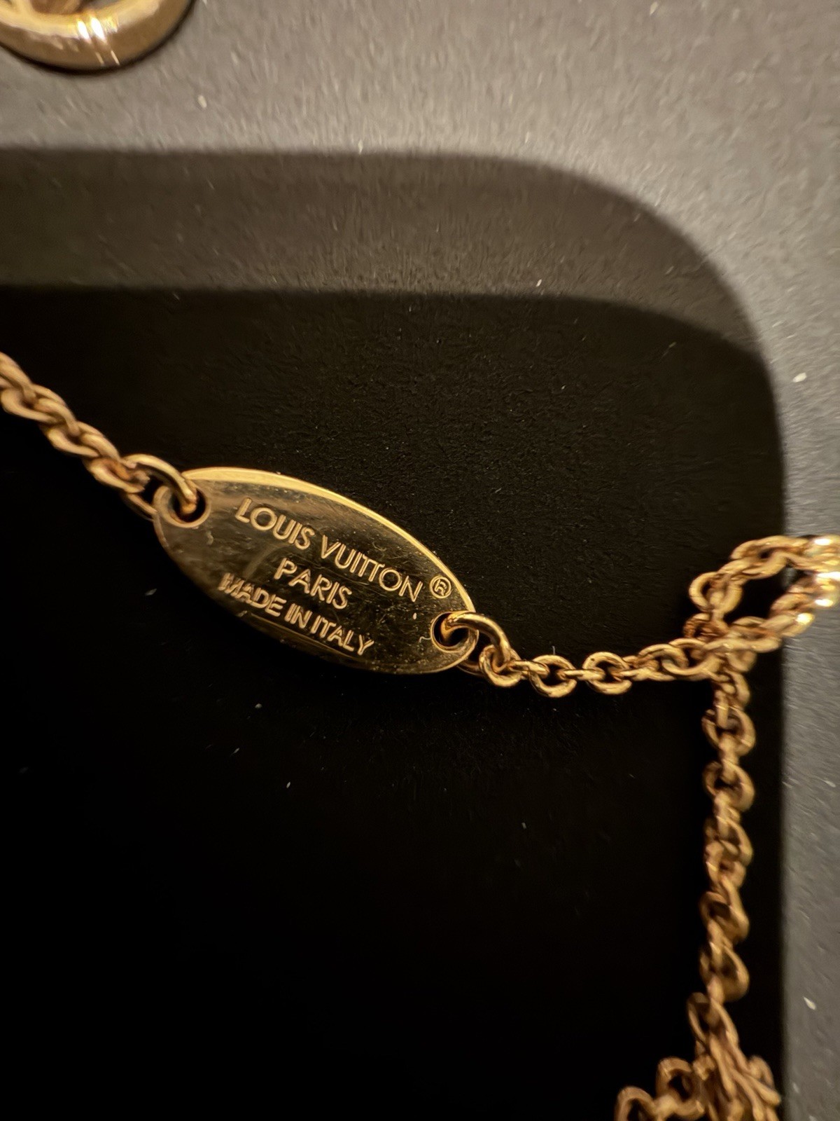 Louis Vuitton Gold LV pink Enamel Necklace