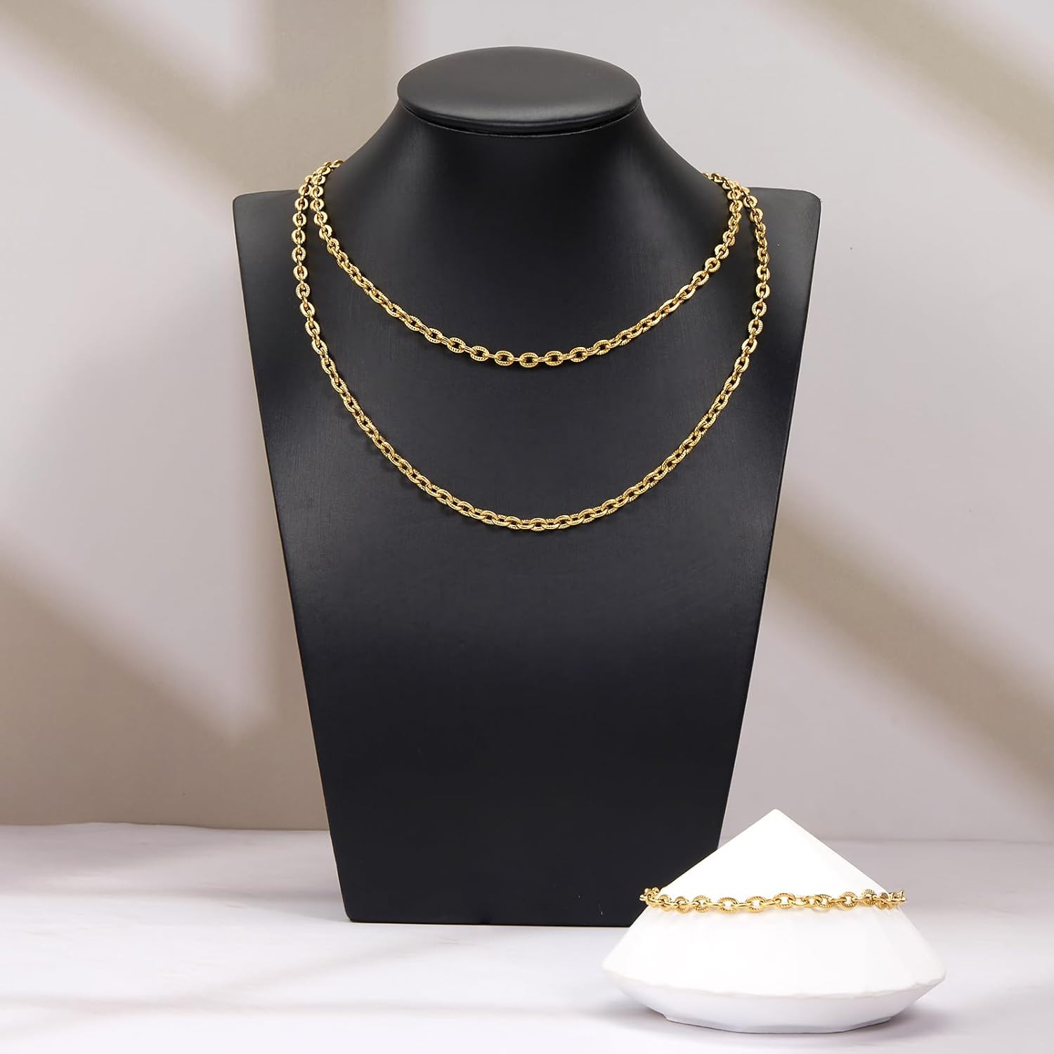 YOUBEIYEE 5 Meters Embossed Oval Jewelry Chains Bulk Gold Plated Stainless Steel