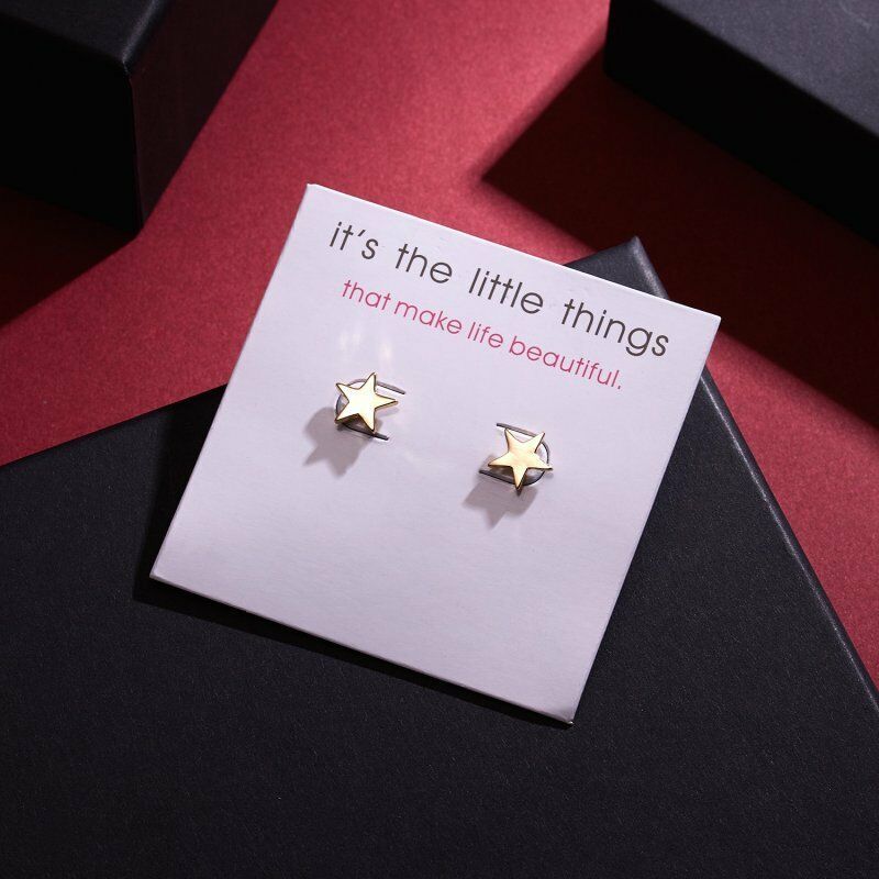 Cute New Fashion Jewelry Petite Yellow Gold Alloy Star Stud Post Earrings