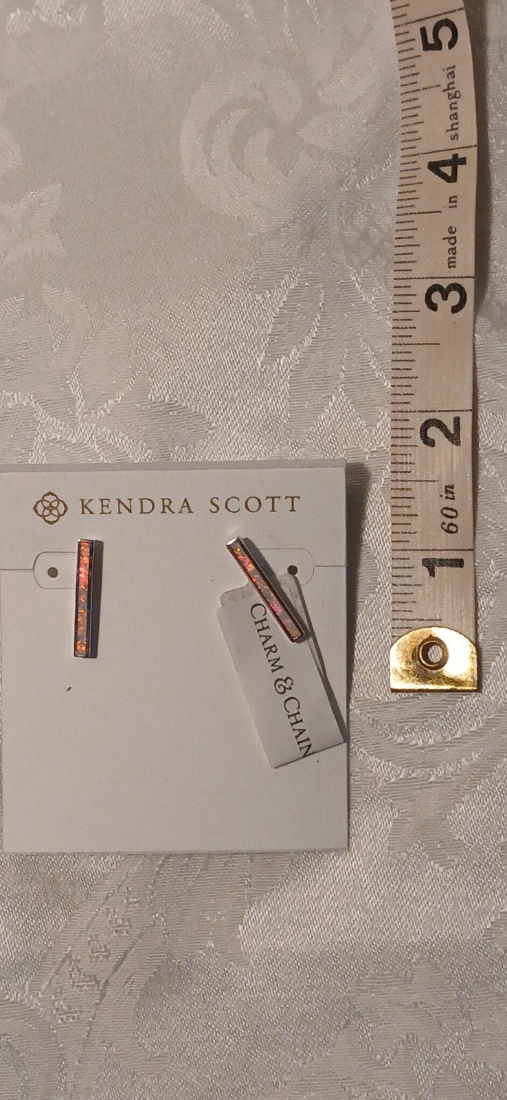 Kendra Scott Iridescent Rhodium Silver Plated Stud Earrings,Tag,Bag, 1″