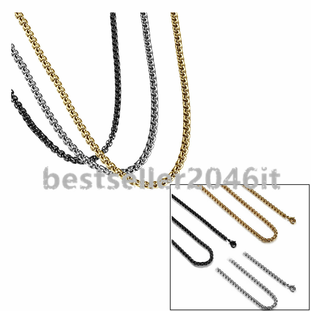 4MM Men Women Wheat Twist Rope Chain Link Stainless Steel Necklace 22″/ 24″