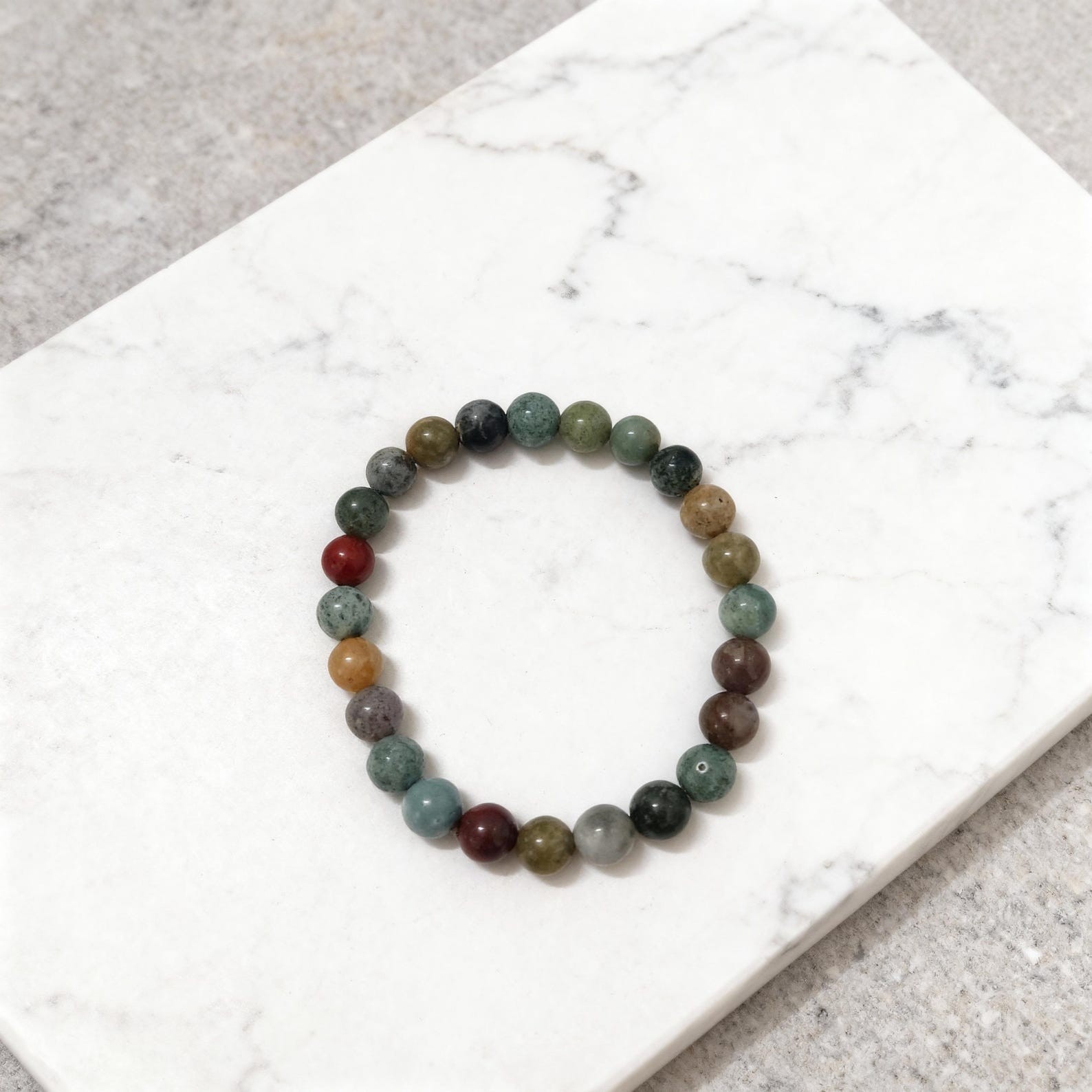 Genuine Multi Agate Bracelet, Polished Beads On Stretch Cord, Daily Wear Gift