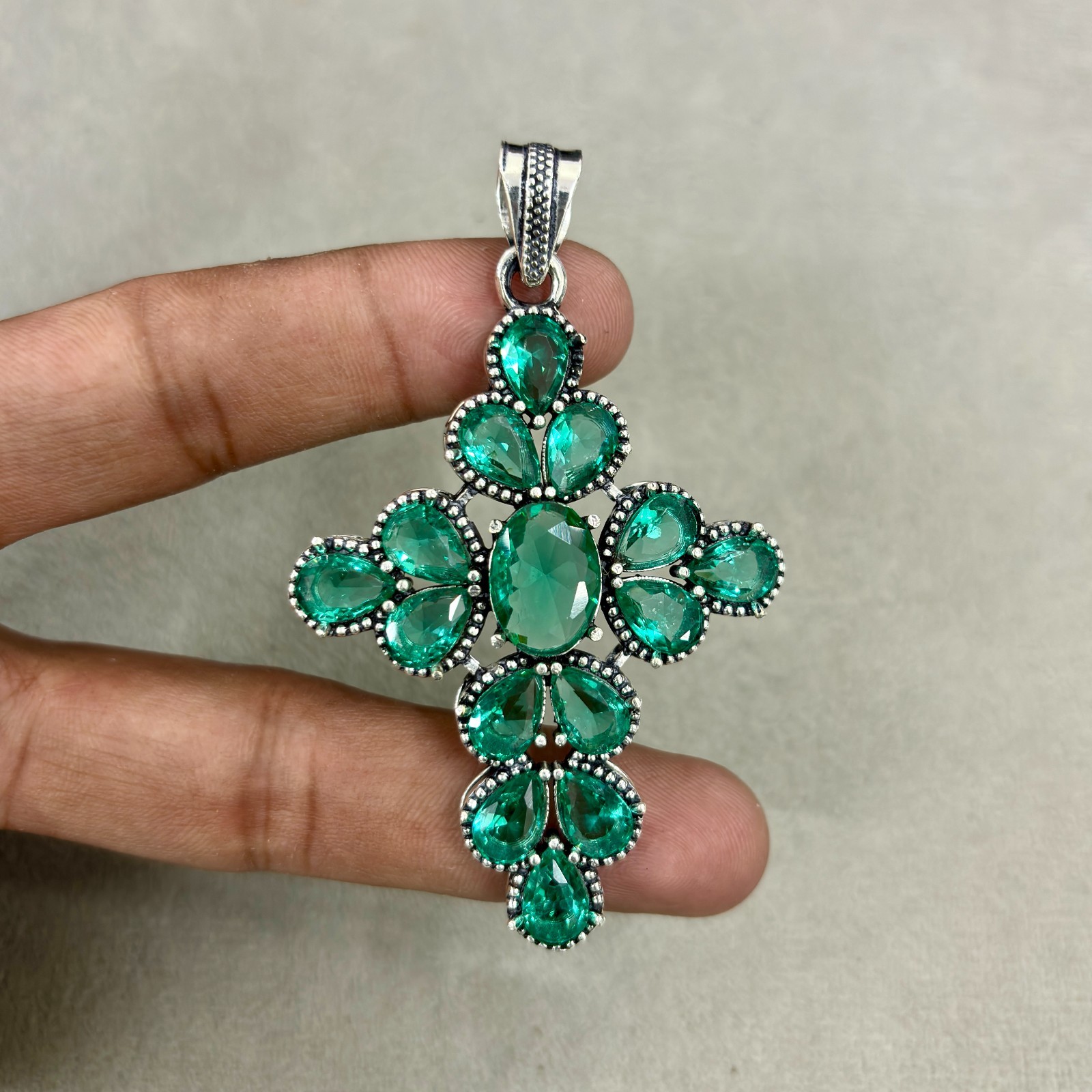 Green Tourmaline Gemstone Handmade 925 Sterling Silver Jewelry Pendant 2.30″