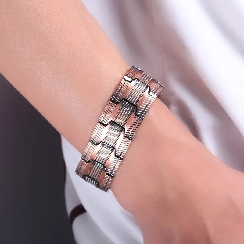 Copper Magnetic Bracelet for Men 3X Strength Magnets Adjustable with Sizing Tool