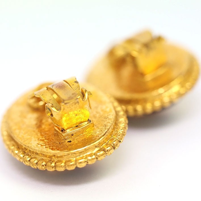 【Chanel】Oval Coco Mark Gripoix Clip Earrings Iconic Design 【Earrings】
