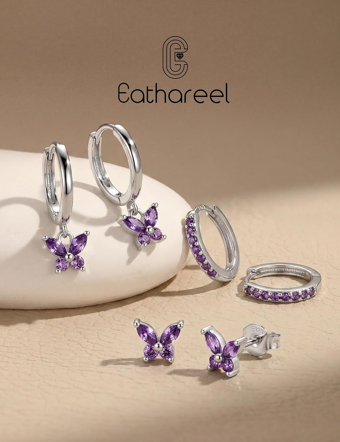 3 Pairs Hoop and Flat Back Earrings Set for Women, 14K Gold Plated or S925 Sterl