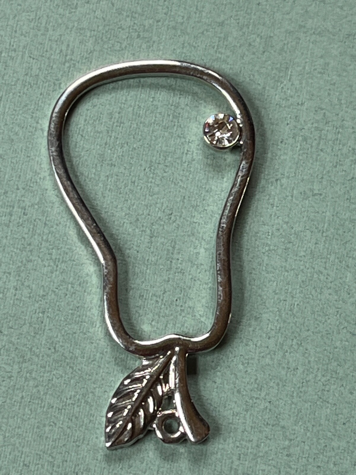 Large Open Pear Fruit w Clear Rhinestone Accent Pendant – 2.25 x 1.25 inches –