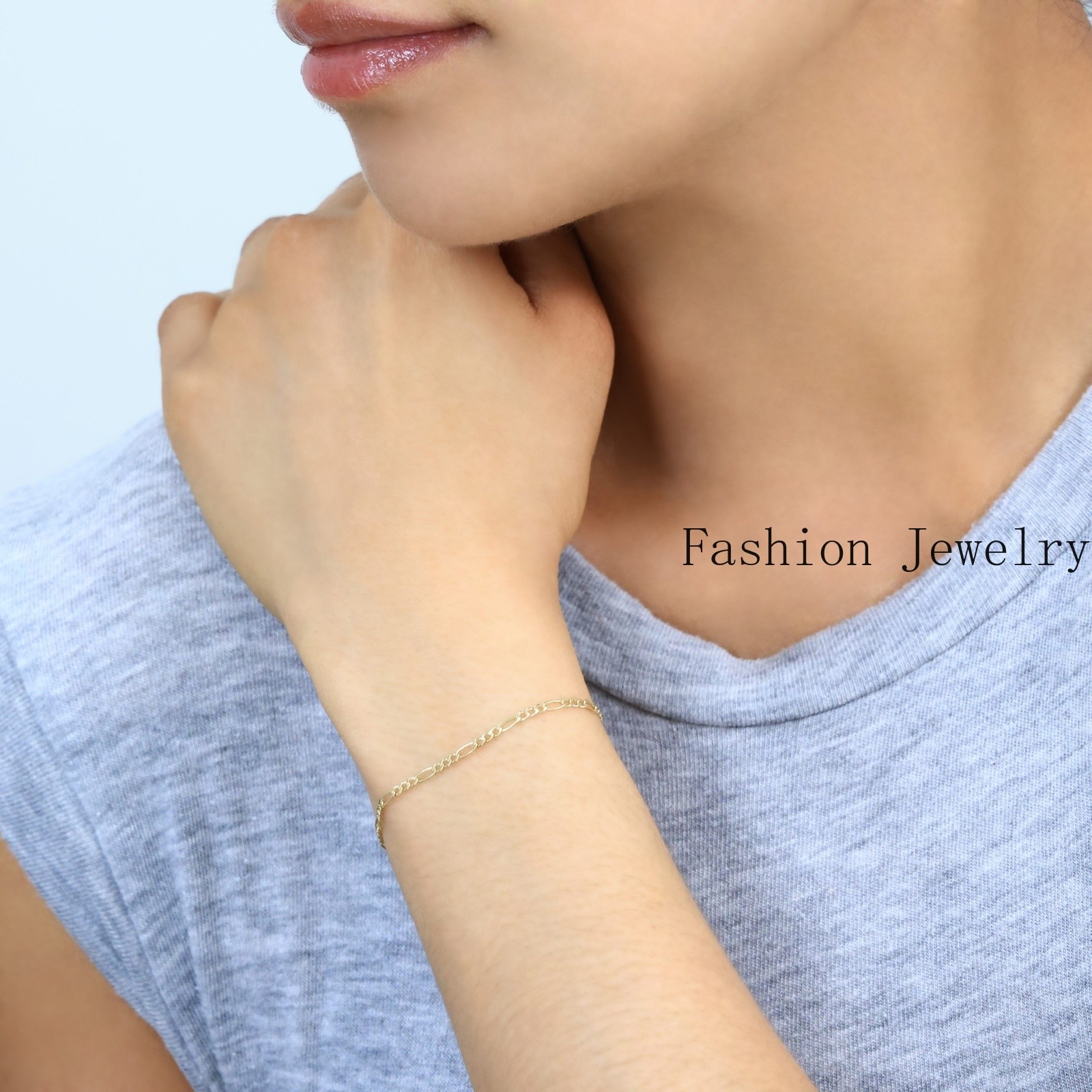 10K Yellow Gold 3.5mm-9mm Italian Figaro Chain Link Bracelet Mens Women 7″ 8″ 9″
