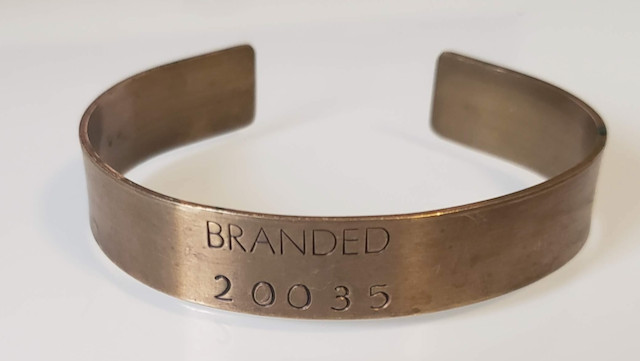 Branded Brass Cuff Bracelet 20035 by RO*