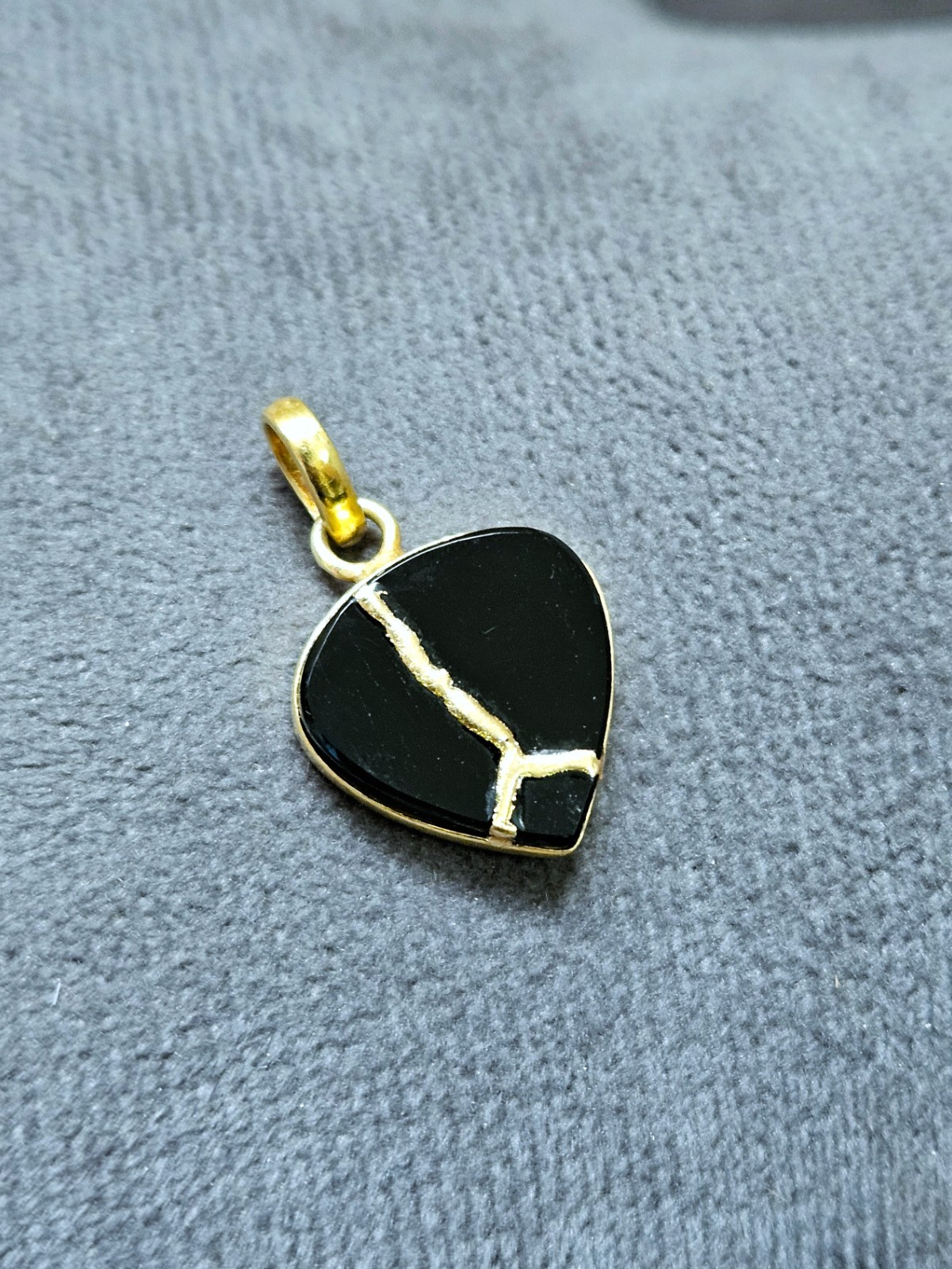 AAA ONYX Jewelry Necklace KINTSUGI ART JAPANESE Jewelry Gift Gold Plated Chain