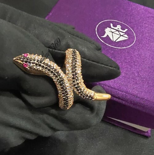 Ladies Snake Cocktail Ring 1.62ct Black White Cubic Zirconia 925 Silver