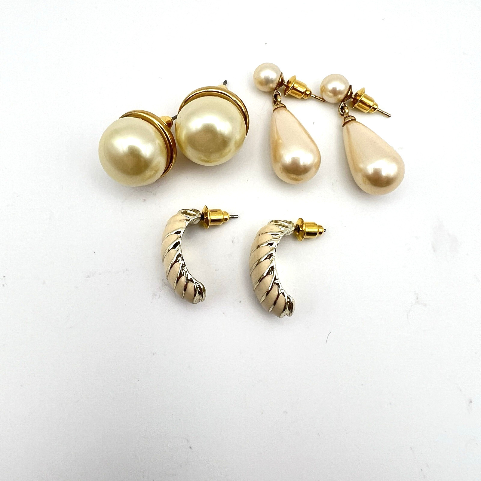 Vintage Earrings Lot 8 Pair Gold Tone Dangle Enamel Pierced Stud Drop Retro Glam