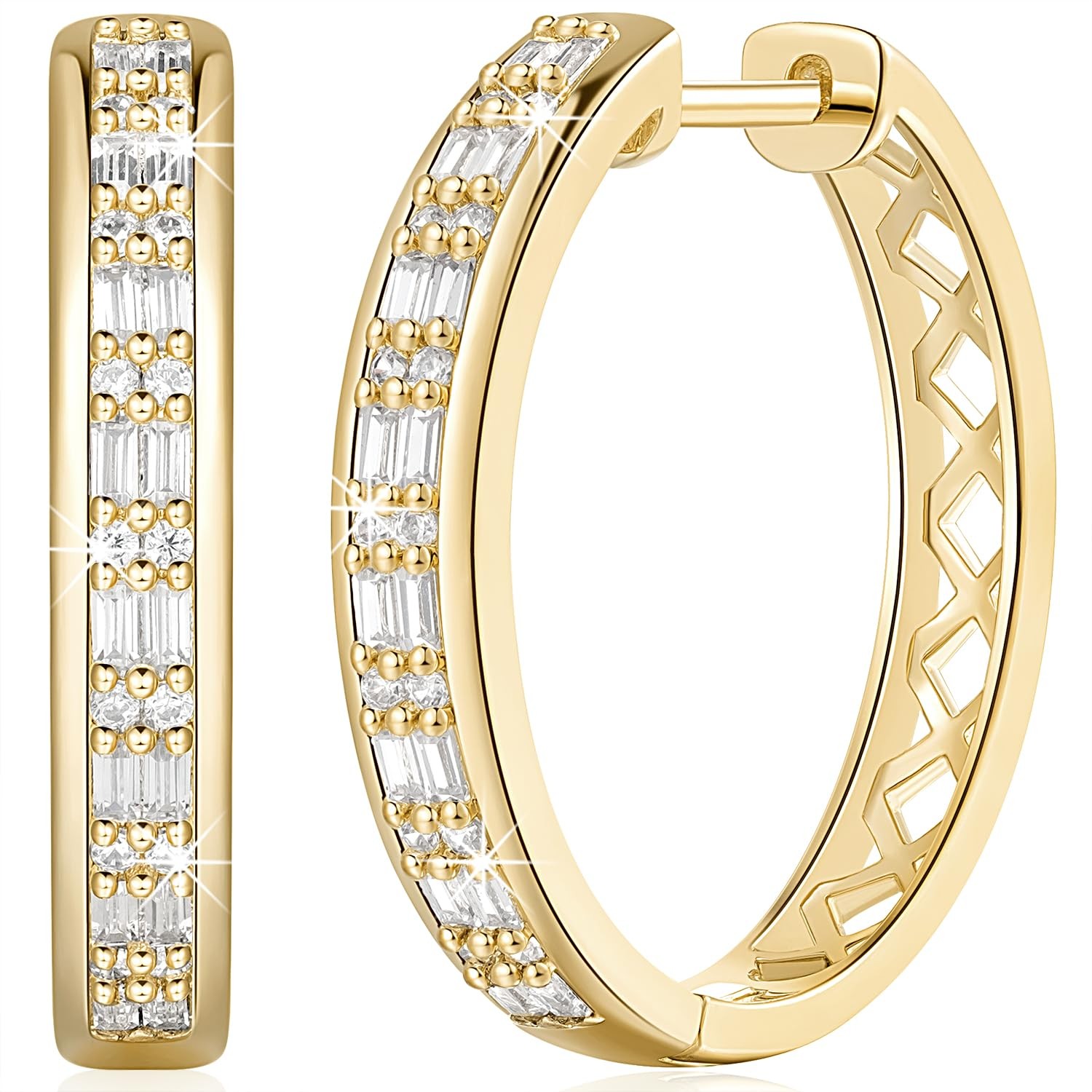NICRET Gold Hoop Earrings 14K Gold Hoops Earring For Women Gleaming Earrings