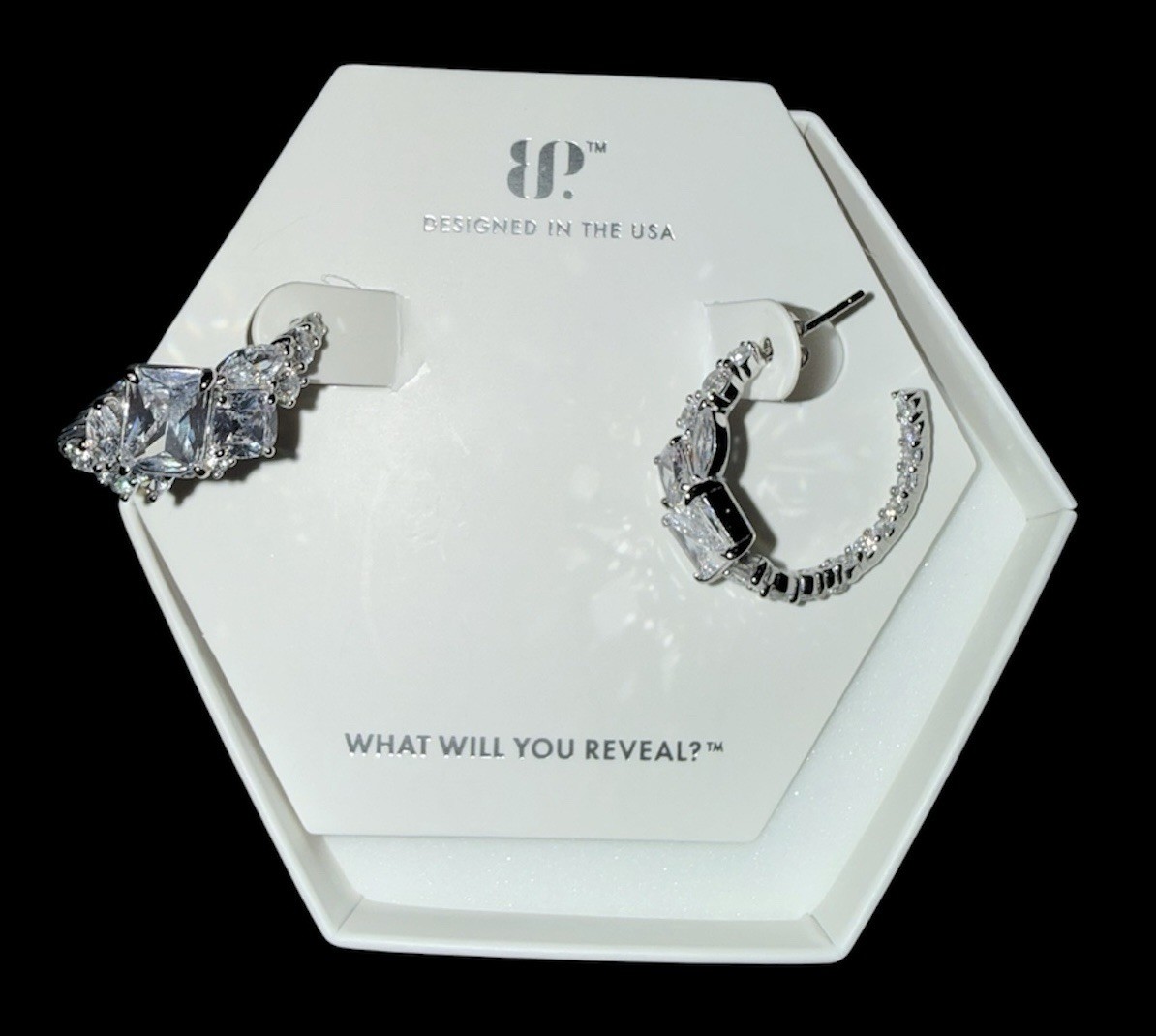 Bomb Party ER88352 Diamond CZ Hoops .925 SS April 2025 Bday Collection MSRP $220