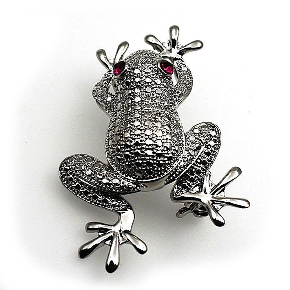 FROG 1-3/4″ x 1-1/4″ Brooch or Pendant 19″ Necklace Choose Color