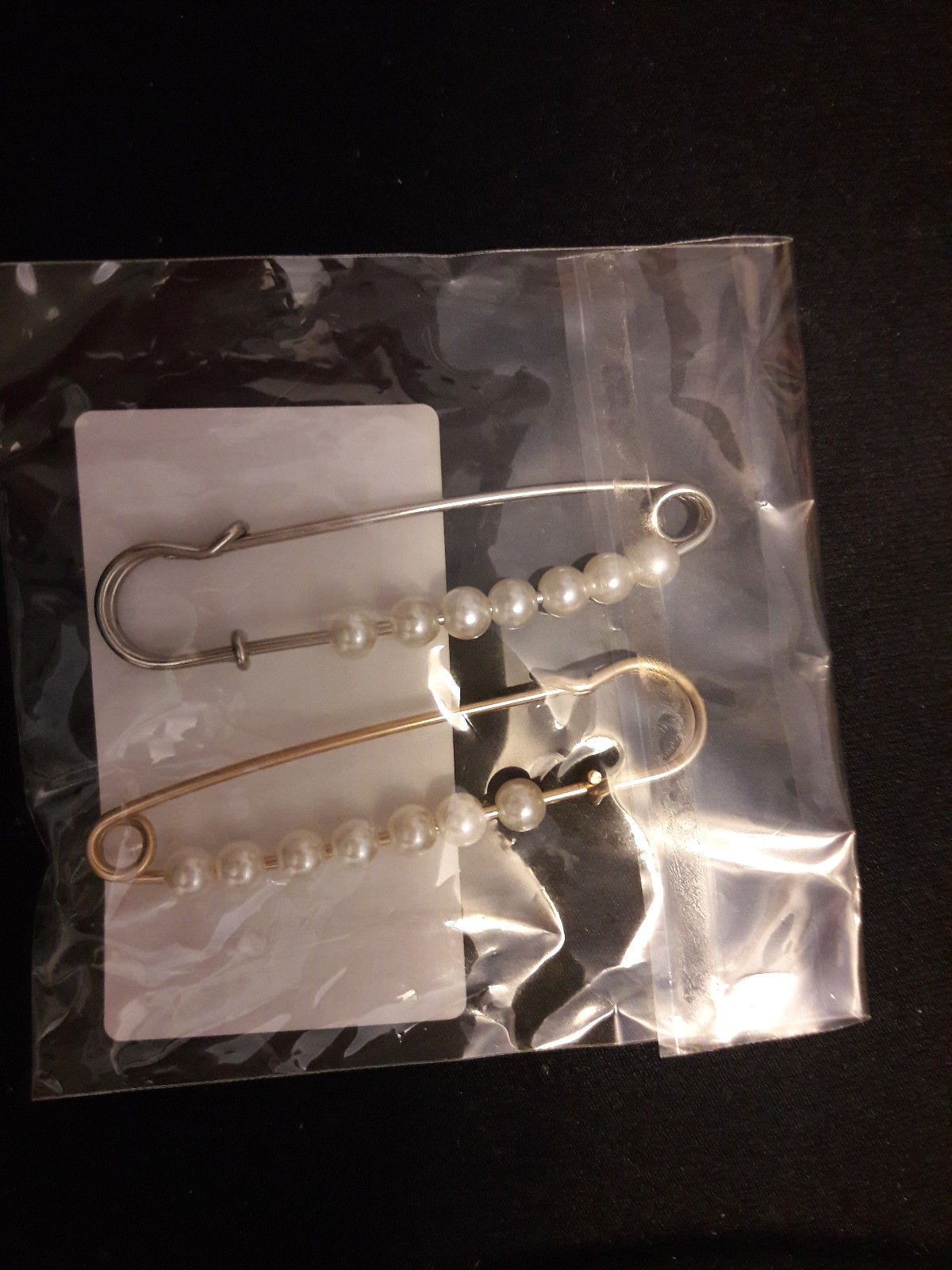 Decorative Safety Pins With Faux Pearls 2.76 in