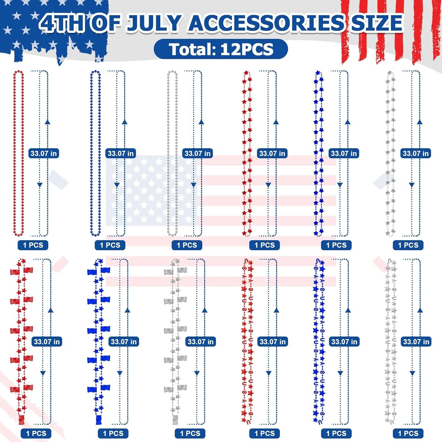 Veterans Day & July 4th Bulk Necklaces – 12 Patriotic Accessories for Parades