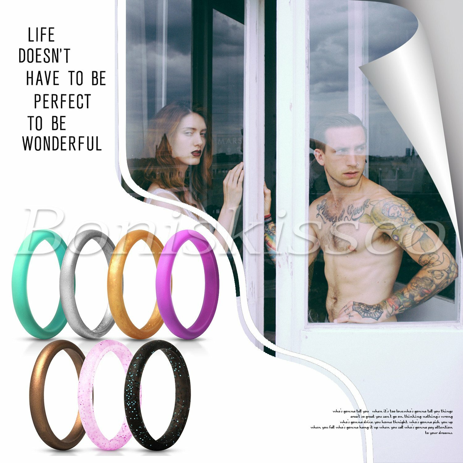 7colors Women’s Glossy Silicone Wedding Band Rings Thin Stackable Sports Outfits